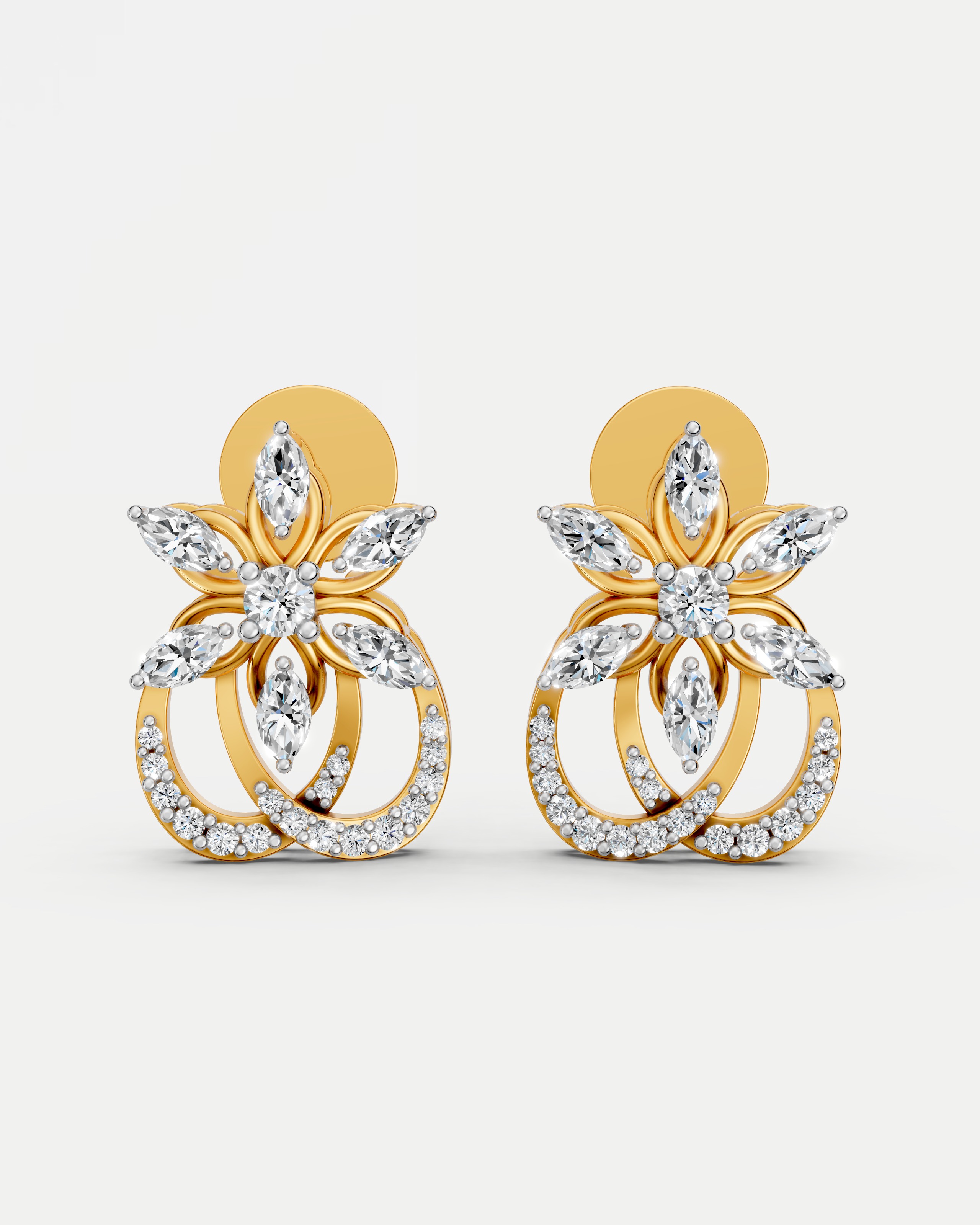 Rosette Floral Lab Grown Diamond Earrings